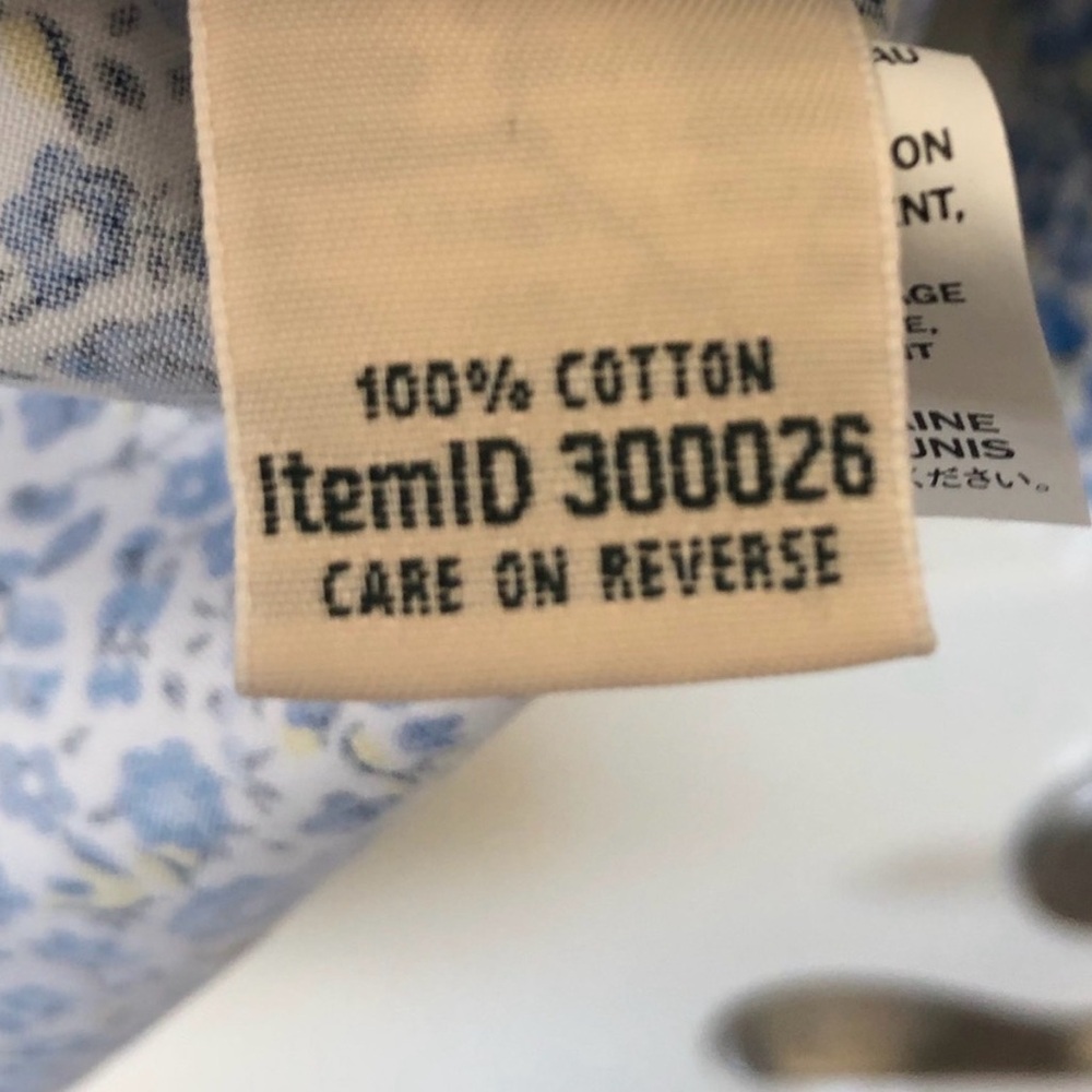 L.L. Bean Blue and Yellow Ditsy Floral Button Down Shirt - Picture 5 of 7